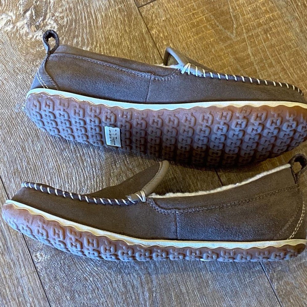 LL Bean Womens Slip On Moccasin Taupe Suede 8 M - Picture 6 of 8